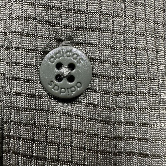 NC State Men’s L Adidas Full Button Short Sleeve Polo Army Green Waffle Pattern - Picture 6 of 11